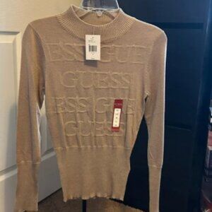 Guess Beige Embossed Logo Sweater